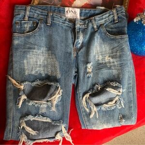 One Teaspoon Trashed Free Birds Distressed Jeans Size 26